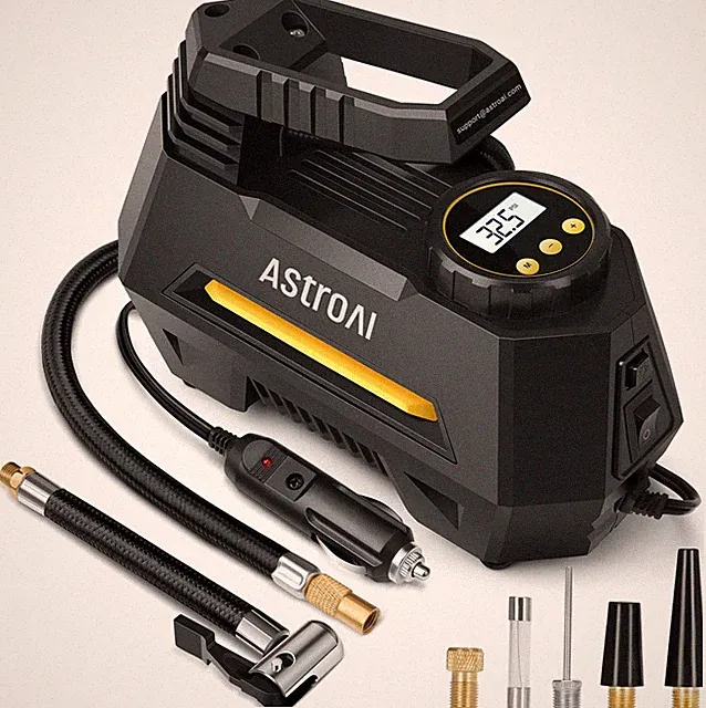 AstroAI AIRUN H Tire Inflator 12V DC Portable Air Compressor Car Pump Yellow