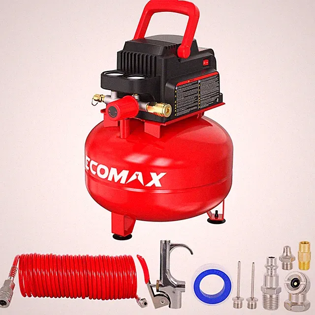 ECOMAX Air Compressor 3 Gallon 110 PSI Pancake Portable Oil-free Tank with 11