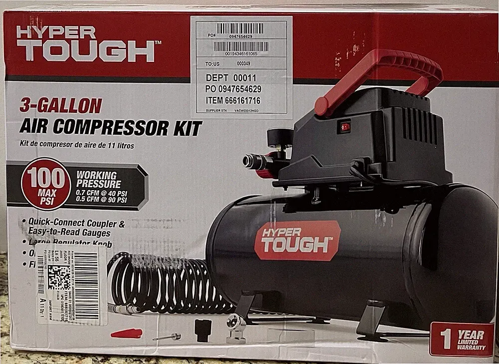 Hyper Tough 3 Gallon Air Compressor Open Box