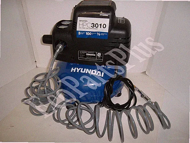 Hyundai Portable 3Gal Air Compressor 100 PSI 1/3 HP Motor 2900 RPM 120V HPC3010