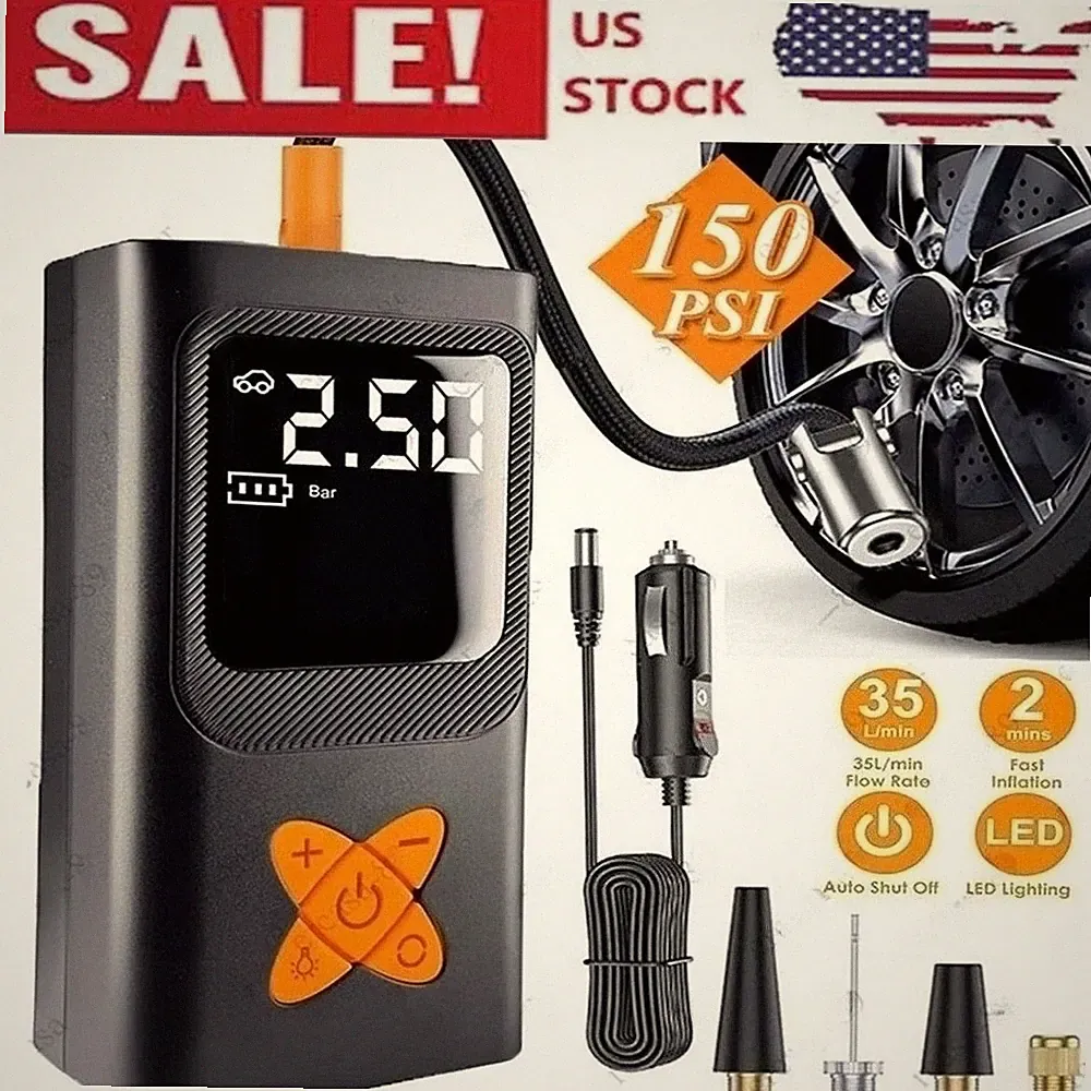Tire Inflator Car Air Pump Compressor Electric Portable Auto 12V Volt 150 PSI US